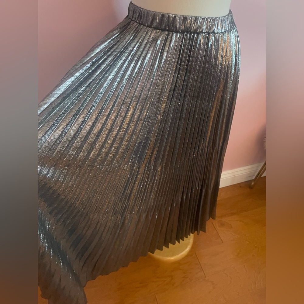 NWT Metallic Pleated Skirt - Picture 4 of 7